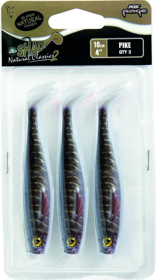Fox Rage Pro Shad Packs 10cm 4in Super Natural Pike 3pcs 35g.