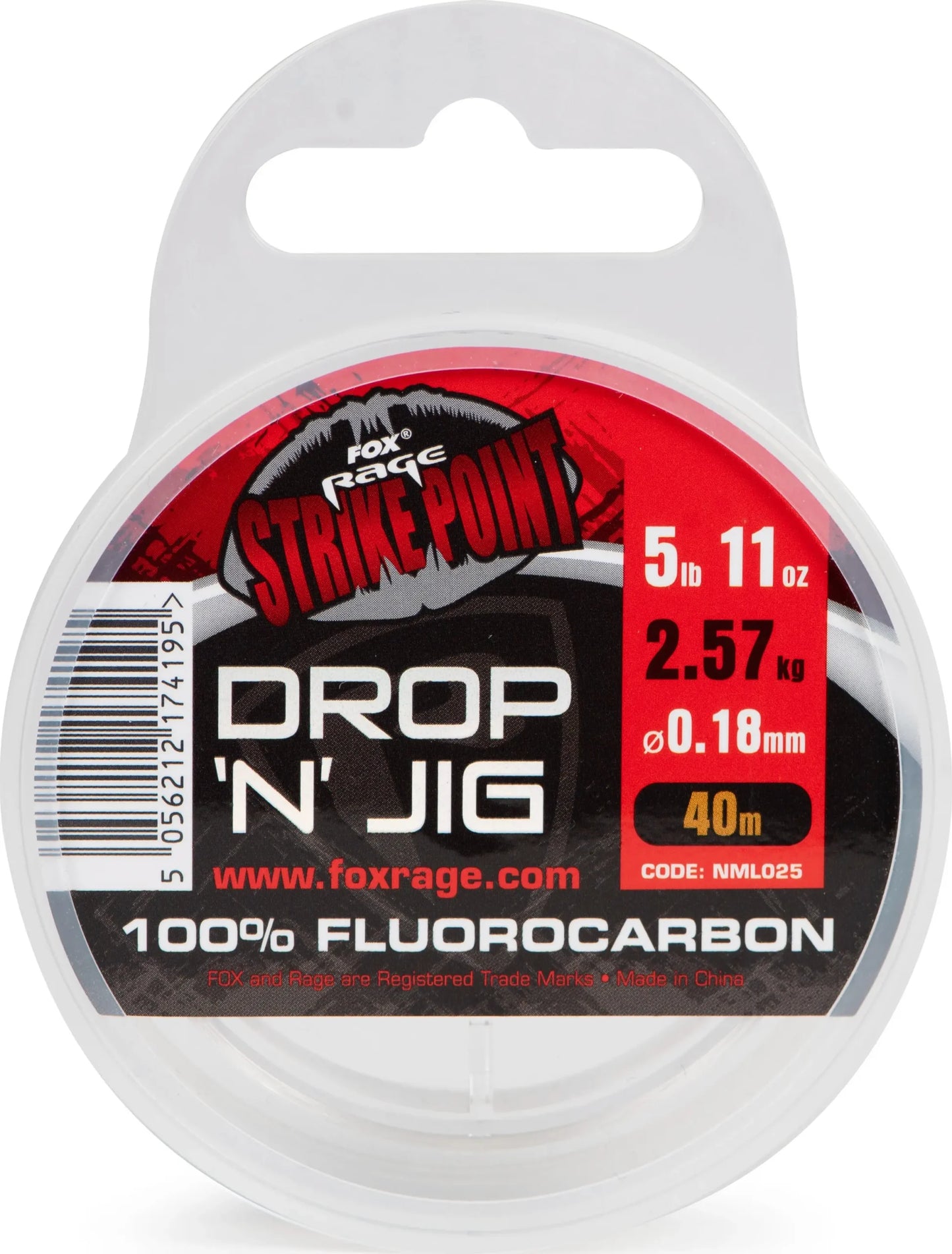 Fox Rage Strike Point Drop N Jig Fluorocarbon 6.8lb 0.2mm 40m 22g.