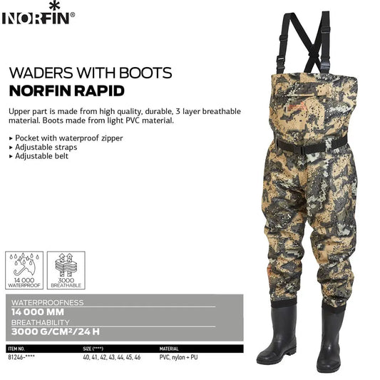 Waders Norfin cu Cizme - Rapid (camuflaj) : Marime - 46