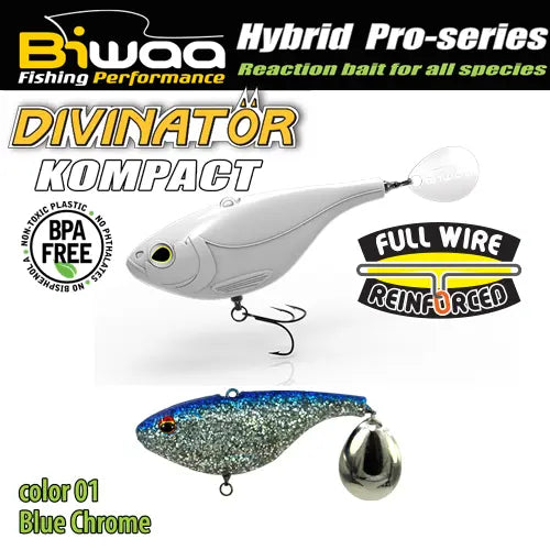 Biwaa Shad Divinator Kompact 70 7cm 30gr 01 Blue Chrome