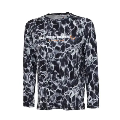 Savage Gear NIGHT UV LS T-SHIRT L BLACK WATERPRINT