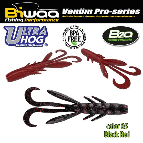 Biwaa Shad Ultra Hog 4 10cm 05 Black &amp; Red