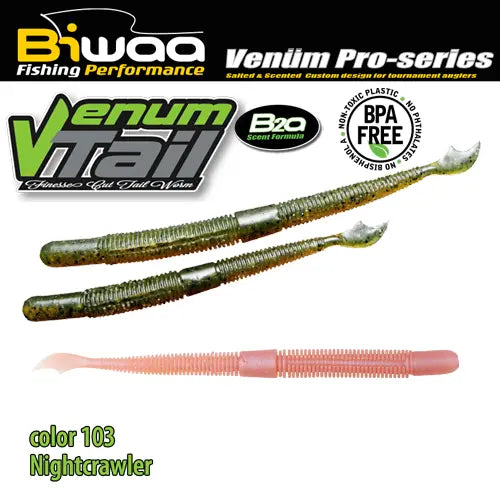 Biwaa Shad Venum Tail 4 10cm 103 Nightcrawler