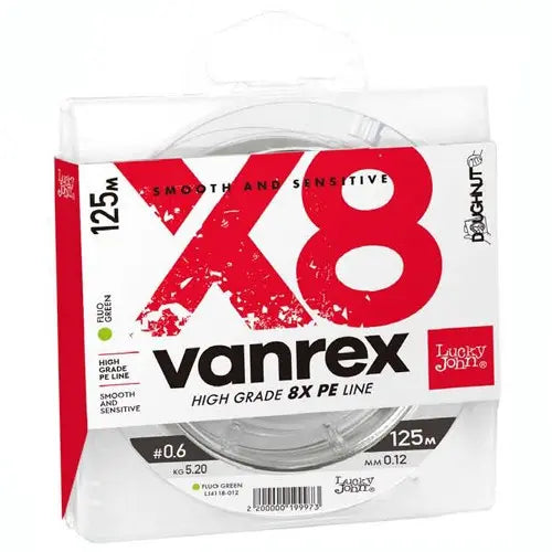 Fir textil Lucky John Vanrex X8 125m (fluo green) : Grosime - 0.18mm