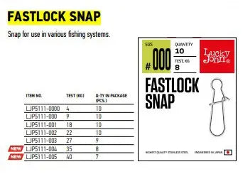 Agrafa Lucky John Fastlock Snap : Marime - 001