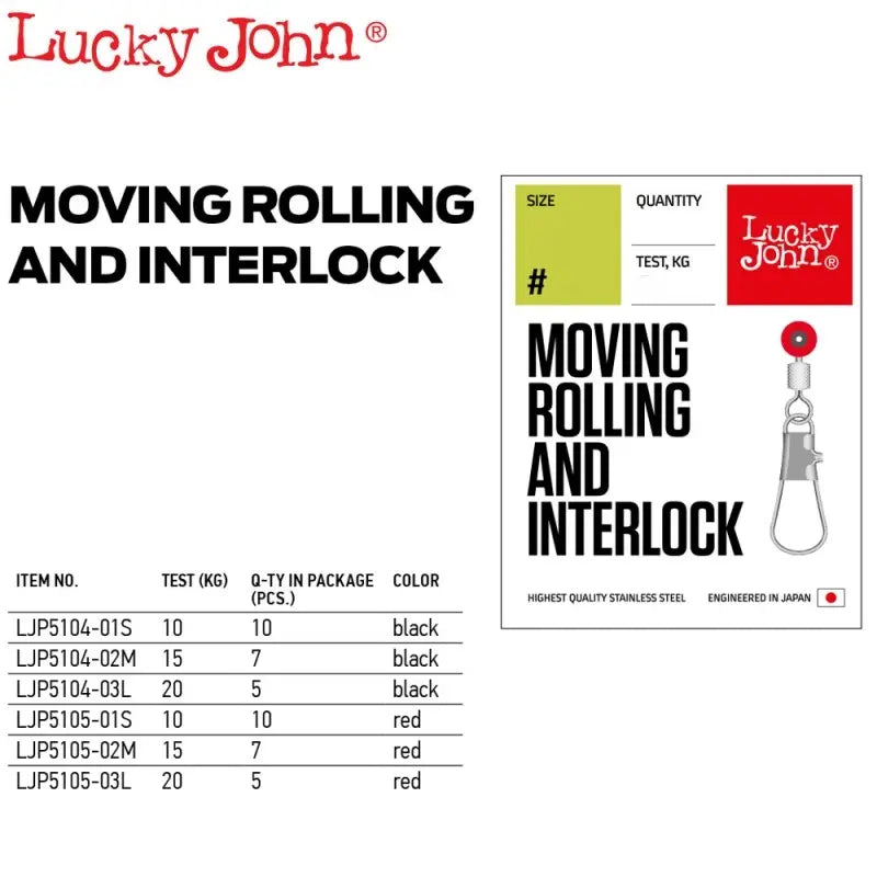 Agrafa cu vartej culisant Lucky John Moving Rolling and Interlock : Marime - 02M