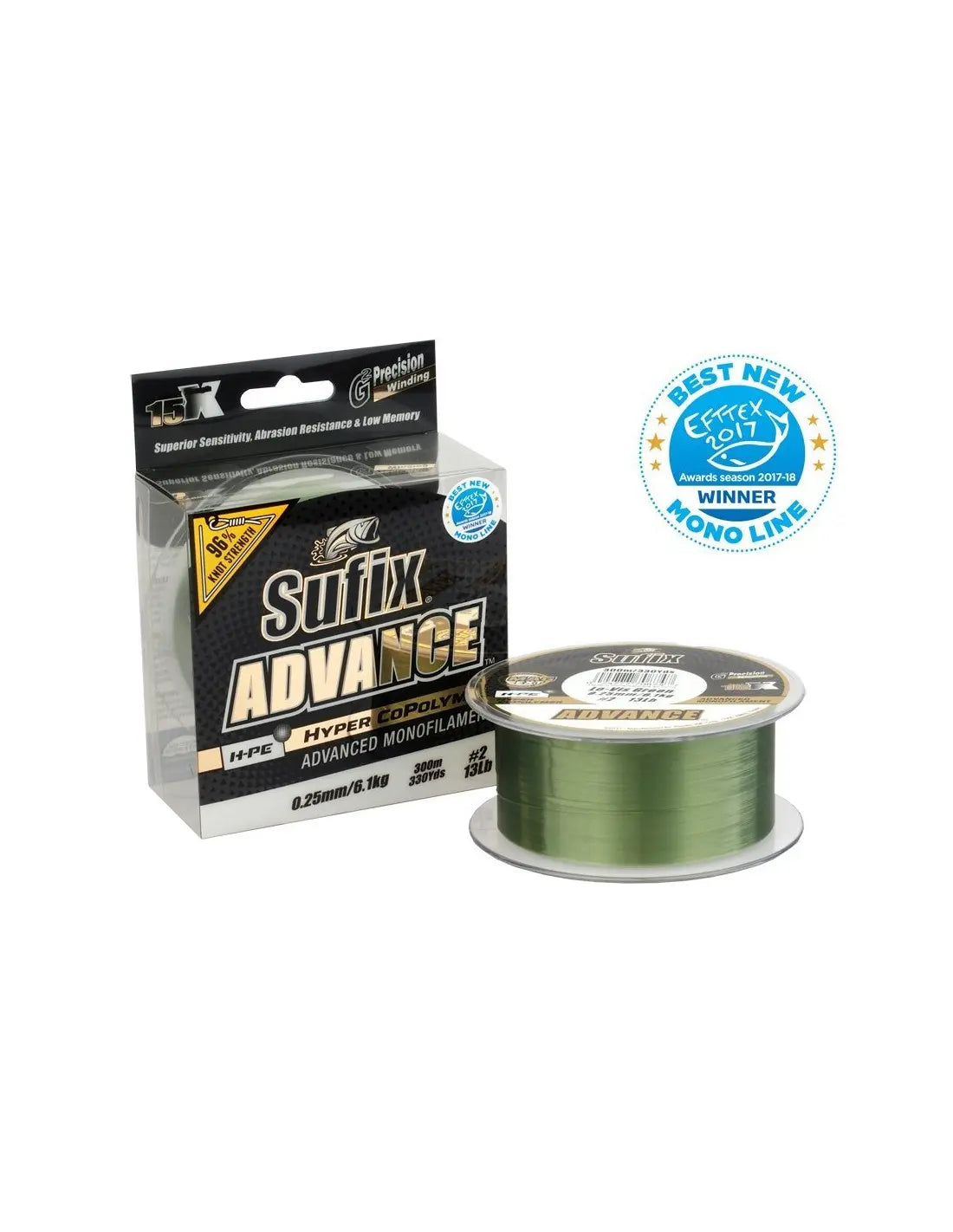Sufix Advance 300m Winding 0.23mm 5.0kg 1.8 11lb Green