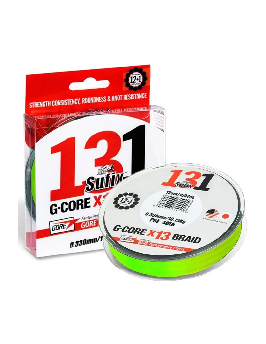 Sufix 131 Braid 150m 0.205mm 12.70kg 28lb Neon Chartreuse