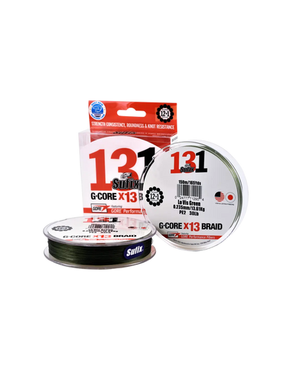 Sufix 131 Braid 150m 0.285mm 15.88kg 35lb Low-vis Green