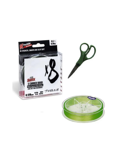 Sufix X8 135m 0.128mm 6.9kg 15lb Neon Chartreuse + forfecuta