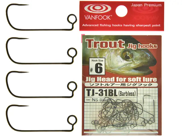Carlige Jig Vanfook TJ-31BL Barbless Trout Jig Hooks #8