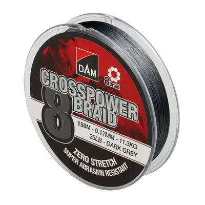 Fir Textil DAM CROSSPOWER 8-BRAID 150M 0.17MM DARK GREY
