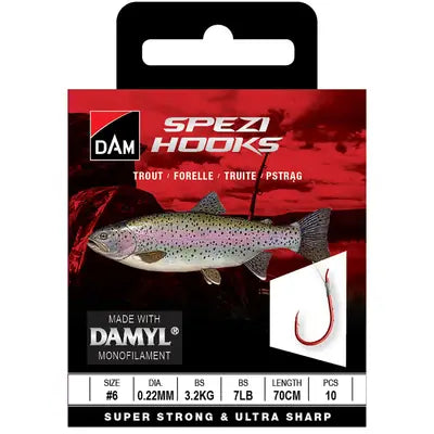 Vobler DAM SPEZI TROUT RED 8 0.20MM 2.5KG 70CM 10PC
