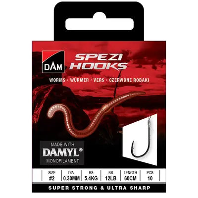 Vobler DAM SPEZI WORMS 8 0.20MM 2.5KG 60CM 10PCS