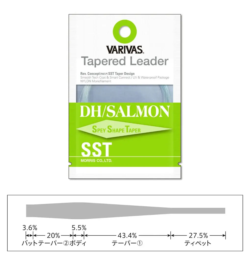 Varivas Inaintas Fly Tapered Leader Dh/salamon Sst 3x 18ft 0.205mm-0.50mm