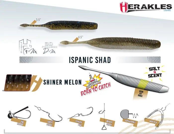 Shad Herakles Ispanic 4.5 11.4cm Shiner Melon