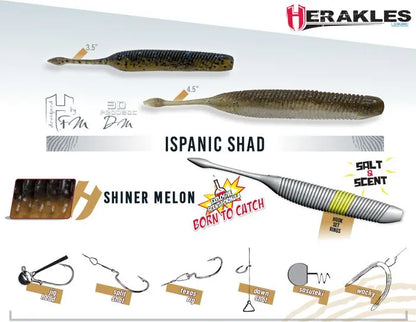 Shad Herakles Ispanic 4.5 11.4cm Shiner Melon