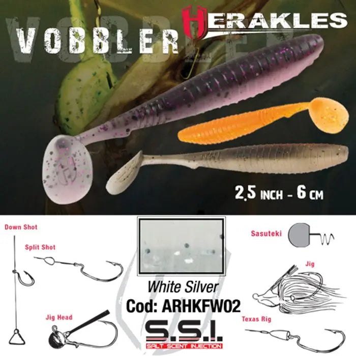 Shad Herakles Vobbler 2.4 6cm White Silver