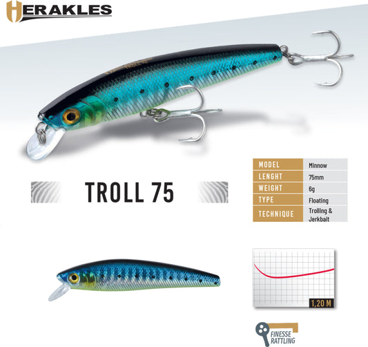 Vobler Herakles Troll 75f 7.5cm 6gr Sardina Chartreuse