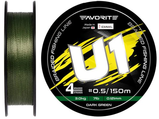 Fir Textil Favorite U1 Pe 4x Braided Line Dark Green 150m #2.0 - 0.242mm - 12.0kg