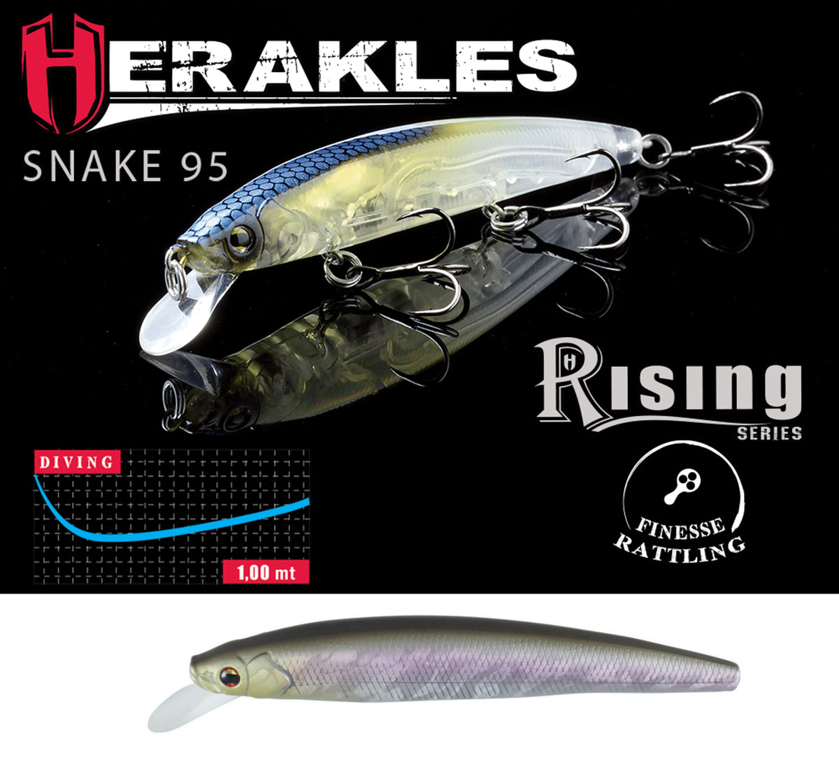 Vobler Herakles Snake 95sp 9.5cm 9gr Matt Sunny