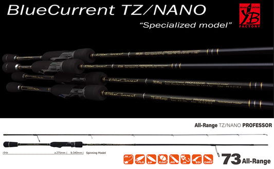 Lanseta Spinning Yamaga Blanks Yamaga Blue Current 73all Range Tz-nano Professor 2.22m 0.5-12gr Fuji Titanium Torzite