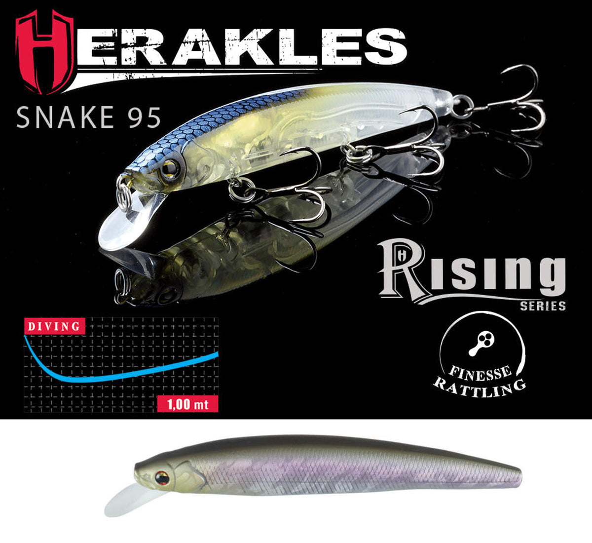 Vobler Herakles Snake 95sp 9.5cm 9gr Matt Sunny