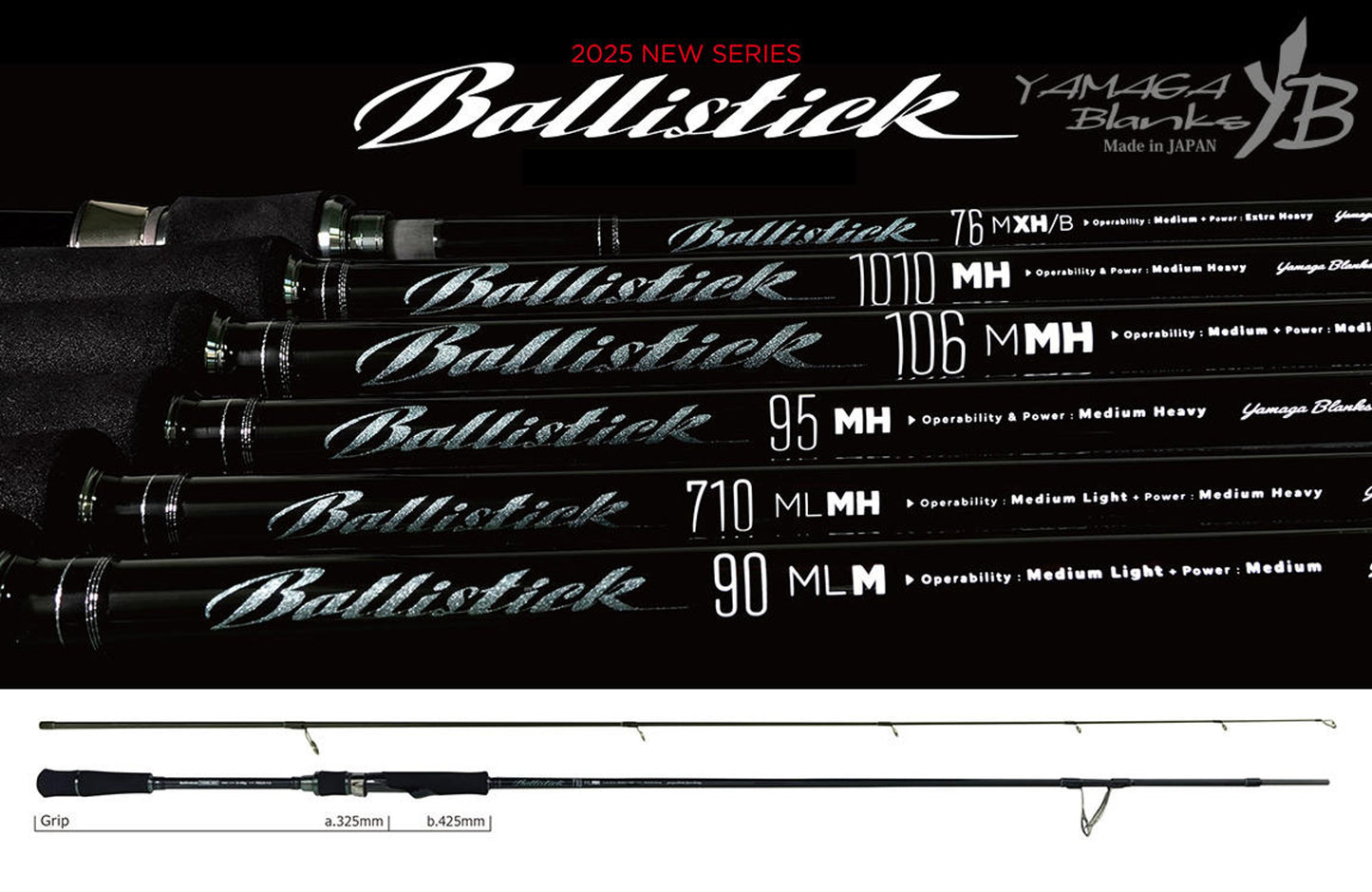 Lanseta Spinning Yamaga Blanks Yamaga Ballistick 710ml-mh 2.394 2-40gr Fuji Sic K Titanium