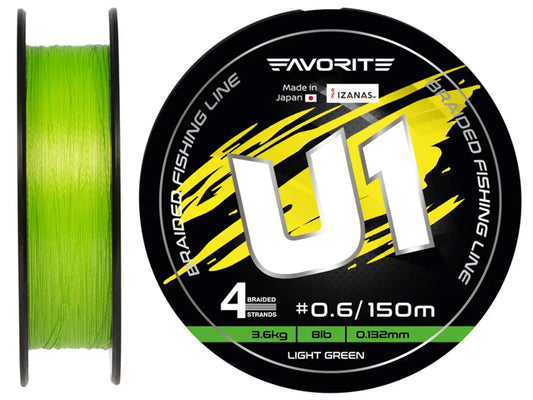 Fir Textil Favorite U1 Pe 4x Braided Line Light Green 150m #3.0 - 0.296mm - 18.0kg