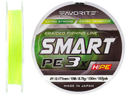 Fir Textil Favorite Smart Pe 3x Fluo Yellow 150m # 0.25 / 0.85mm / 2.2kg