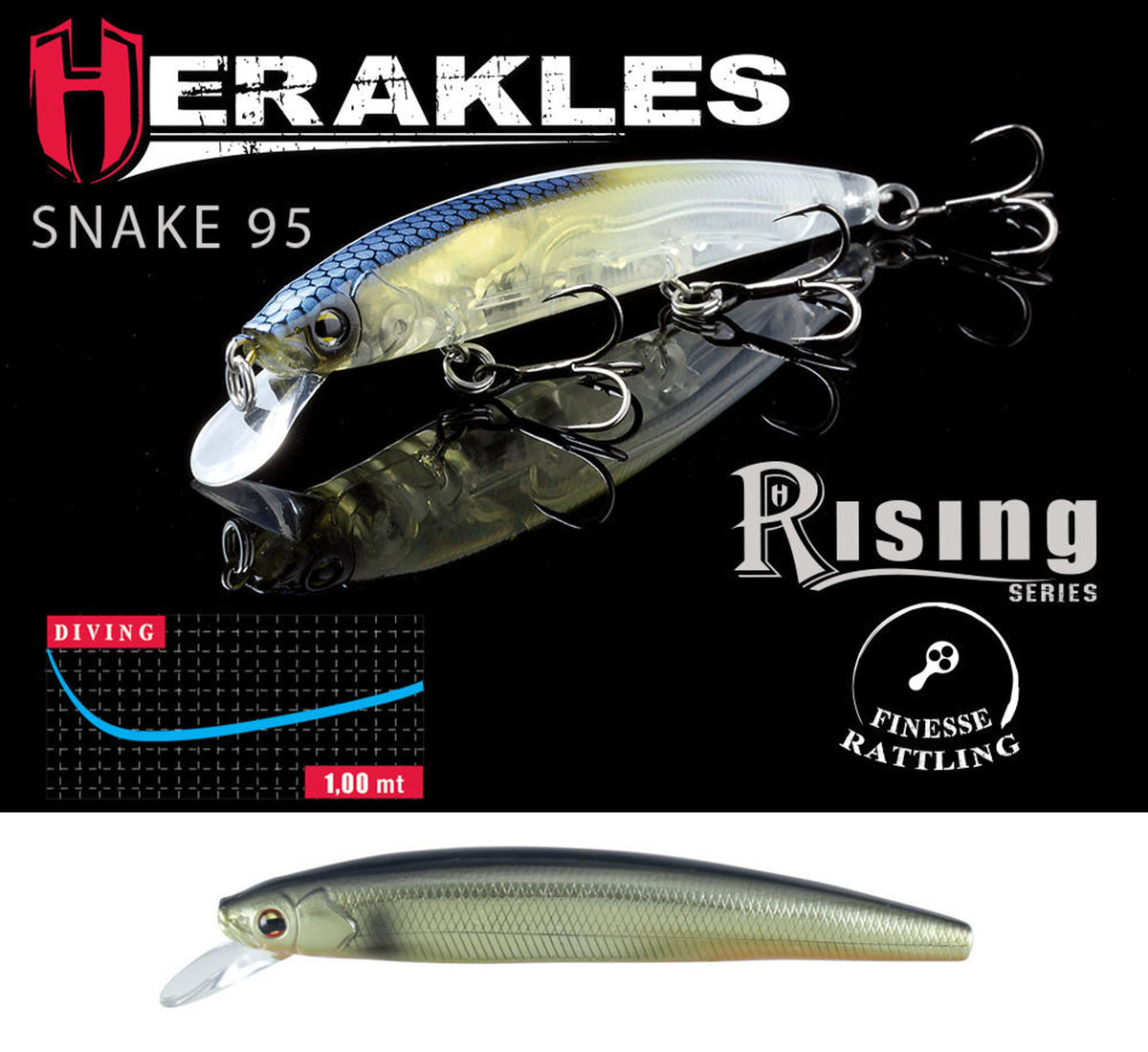 Vobler Herakles Snake 95sp 9.5cm 9gr Smoke Gold