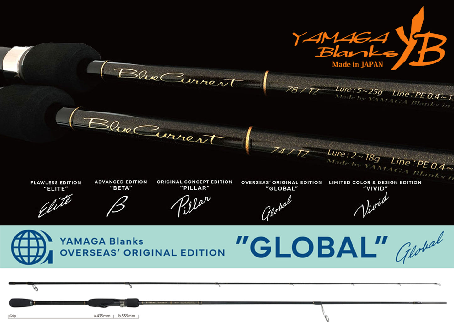 Lanseta Spinning Yamaga Blanks Yamaga Blue Current 78tz Nano Global 2.345m 5-25gr Fuji Titanium Torzite