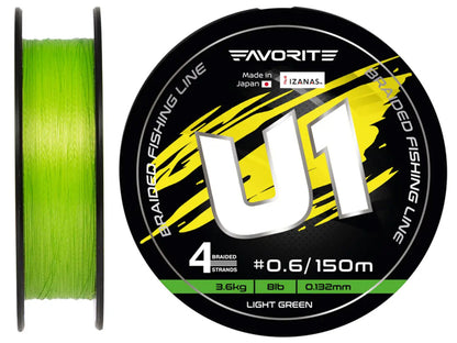 Fir Textil Favorite U1 Pe 4x Braided Line Light Green 150m #0.4 - 0.108mm - 2.4kg